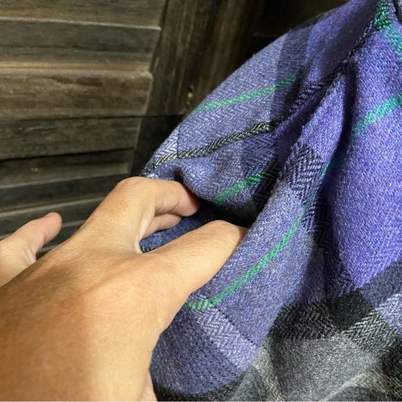 Vintage Flannel Wool Midi Skirt A Line Modest Gray/Purple Eclectic Small Preppy - Picture 10 of 11